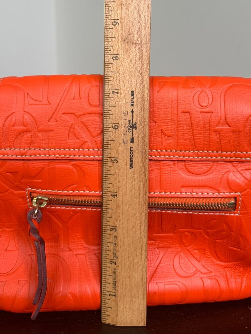 Dooney & Bourke Safari Crossbody Bag Embossed Orange Leather Satchel Purse - Picture 15 of 16